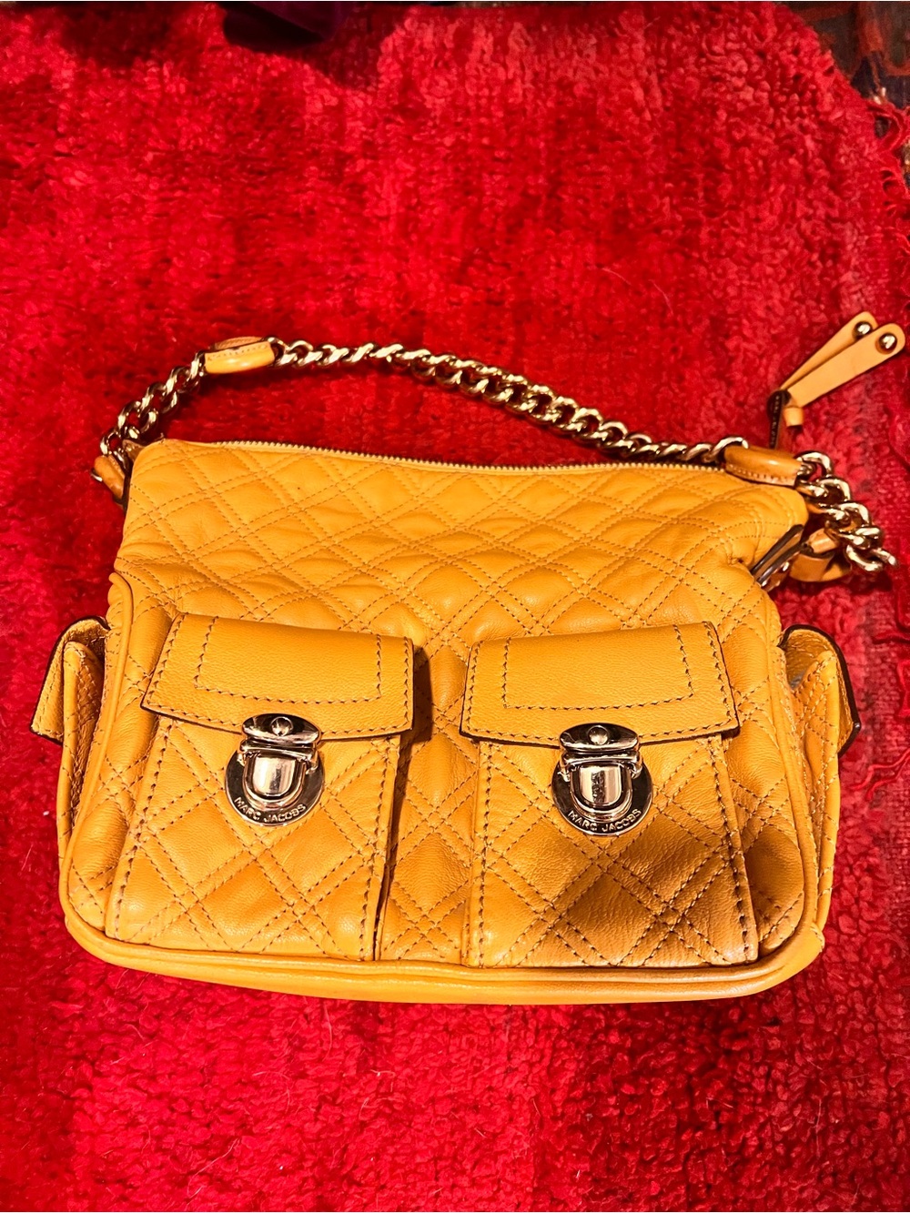 Marc Jacobs Bright Mustard Yellow Quilted Chain Shoulder Bag